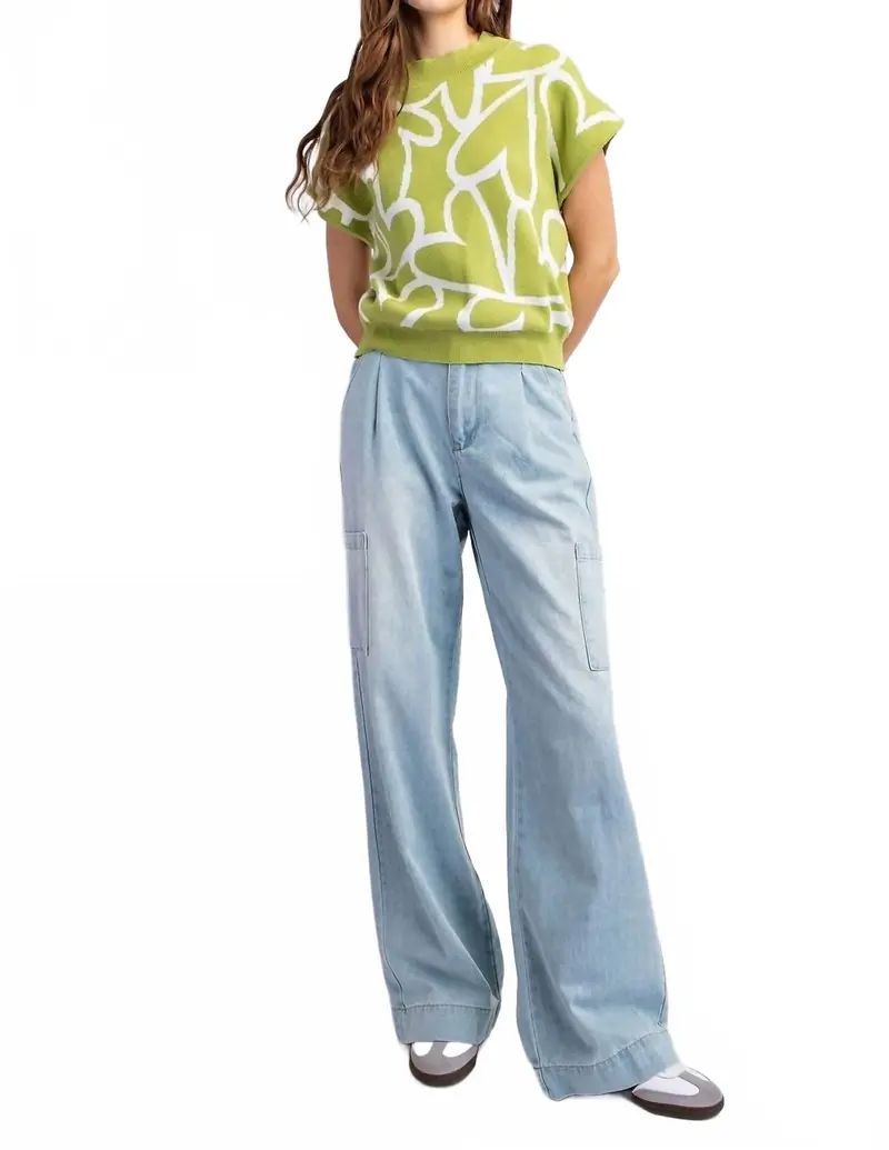 Heartfelt Mock Neck Sweater Top In Gree 1