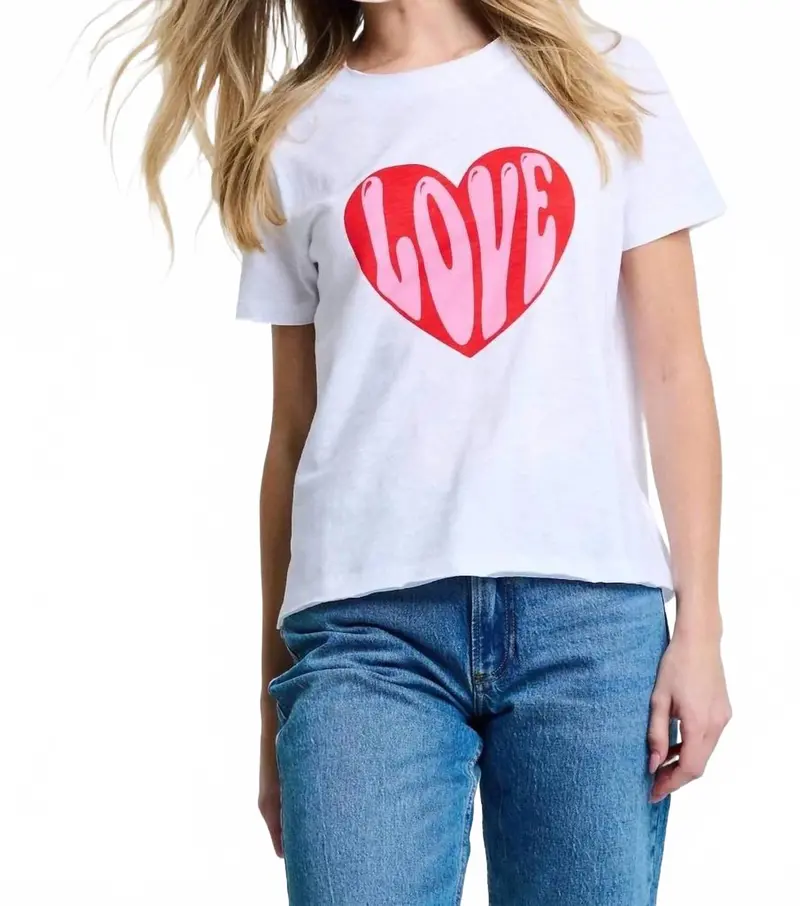 Hello Love Tee Top In White 1