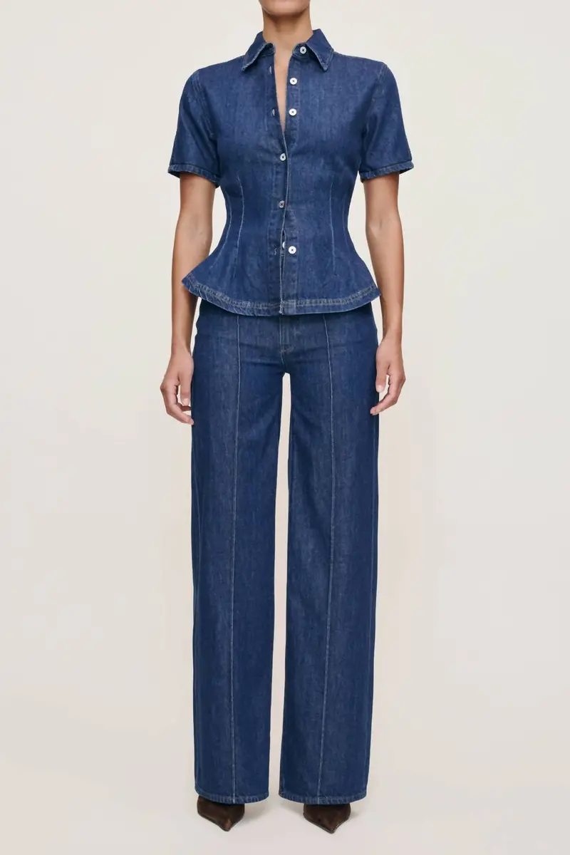 Hepburn Wide Leg Jeans In Inkwell 1