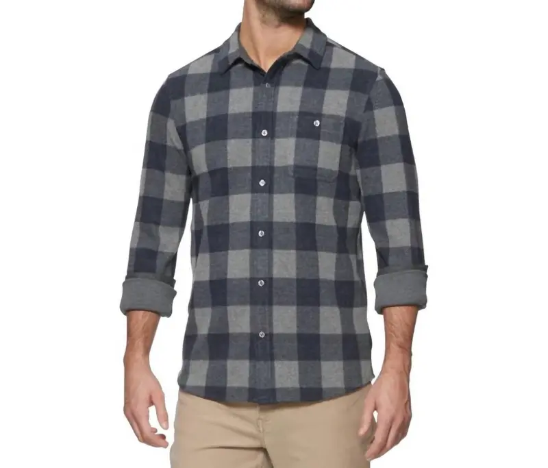 Hero Stretch Flannel Shirt In Navy/Grey 1