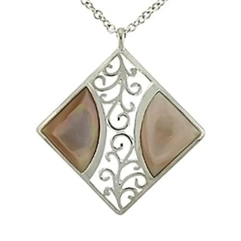 High-Polished 925 Sterling Silver Chain Pendant With Precious Stone Conch In Rose 1