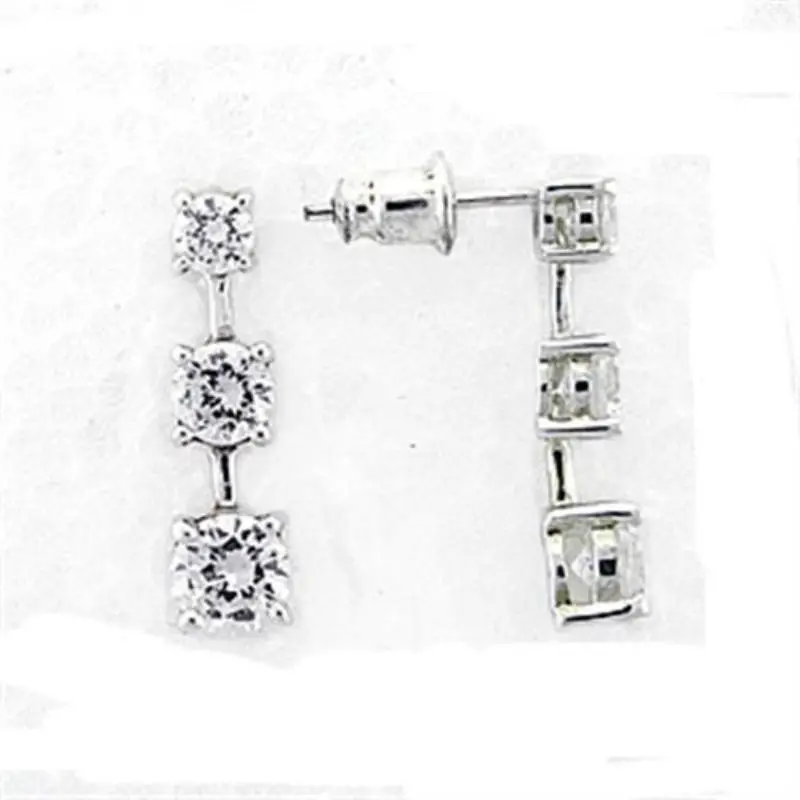 High-Polished 925 Sterling Silver Earrings With Aaa Grade Cz In Clear 1