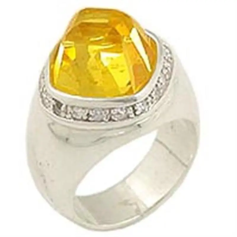 High-Polished 925 Sterling Silver Ring With Aaa Grade Cz In Citrine 1