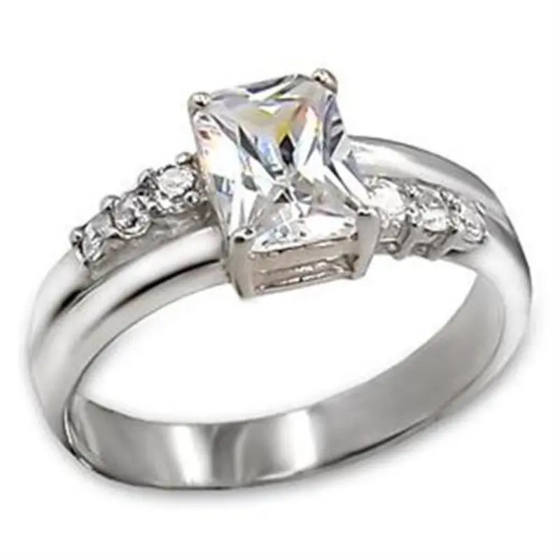High-Polished 925 Sterling Silver Ring With Aaa Grade Cz In Clear 1
