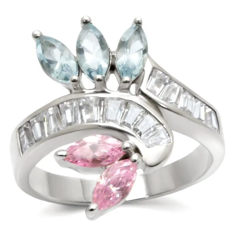 High-Polished 925 Sterling Silver Ring With Aaa Grade Cz In Multi Color 1