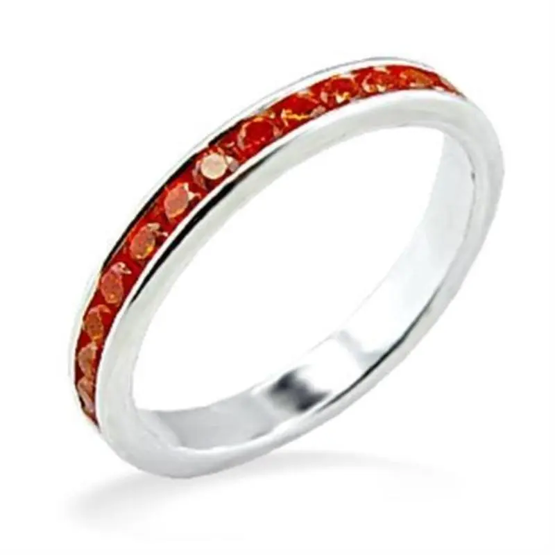 High-Polished 925 Sterling Silver Ring With Aaa Grade Cz In Orange 1