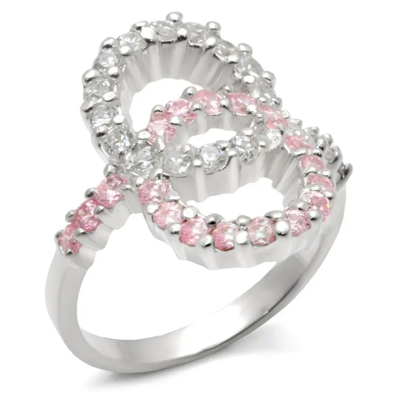 High-Polished 925 Sterling Silver Ring With Aaa Grade Cz In Rose 1