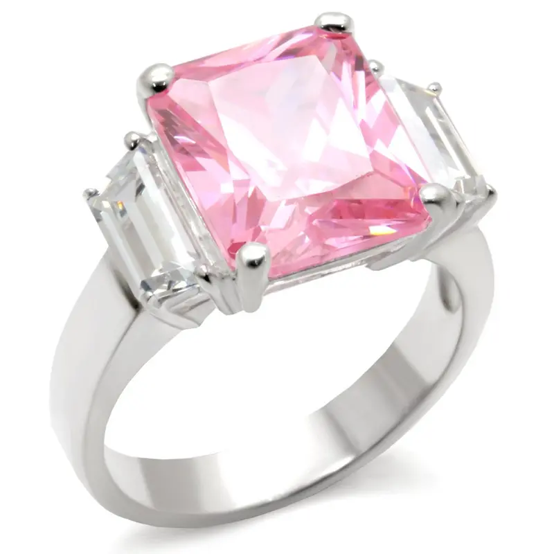 High-Polished 925 Sterling Silver Ring With Aaa Grade Cz In Rose 1