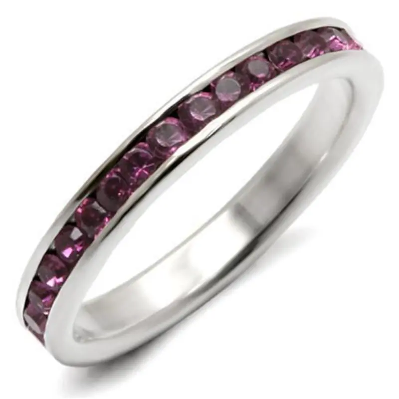 High-Polished 925 Sterling Silver Ring With Top Grade Crystal In Amethyst 1