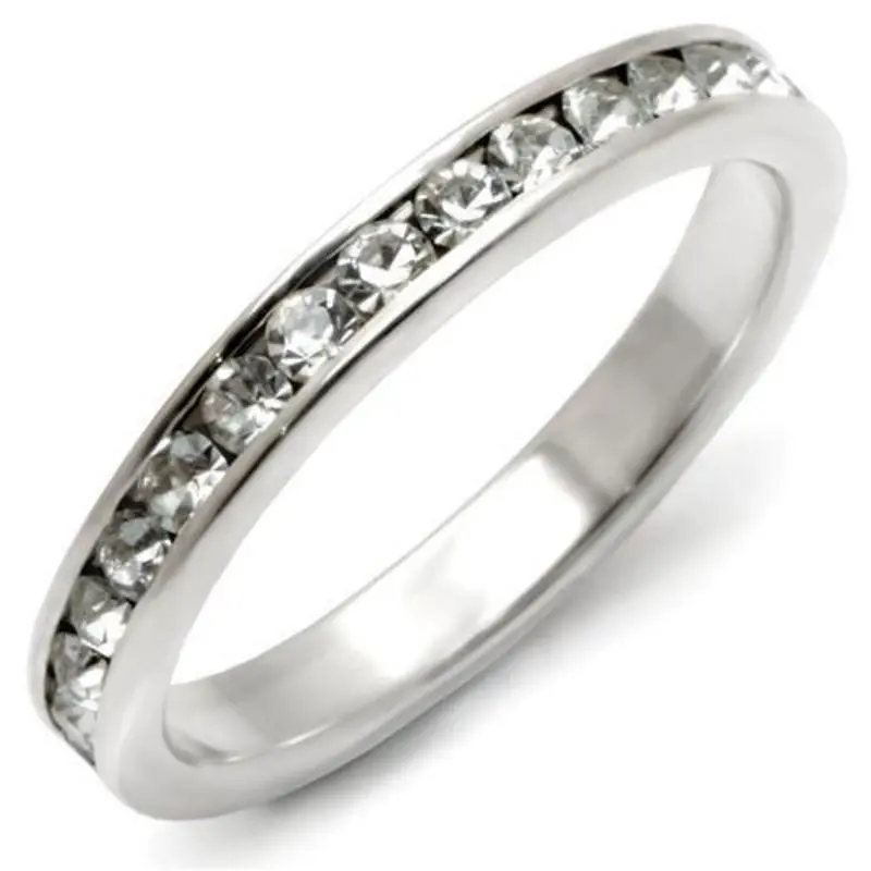 High-Polished 925 Sterling Silver Ring With Top Grade Crystal In Clear 1