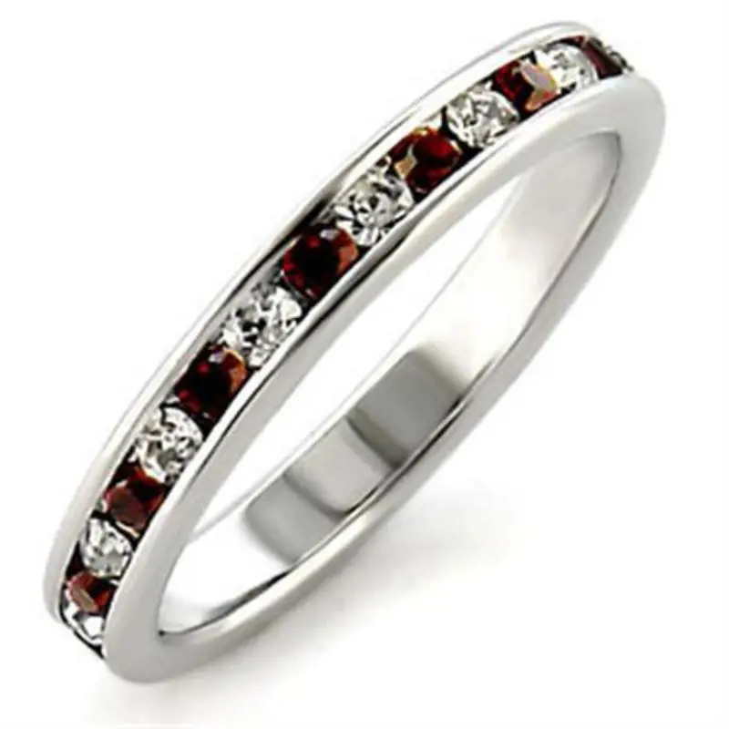High-Polished 925 Sterling Silver Ring With Top Grade Crystal In Garnet 1