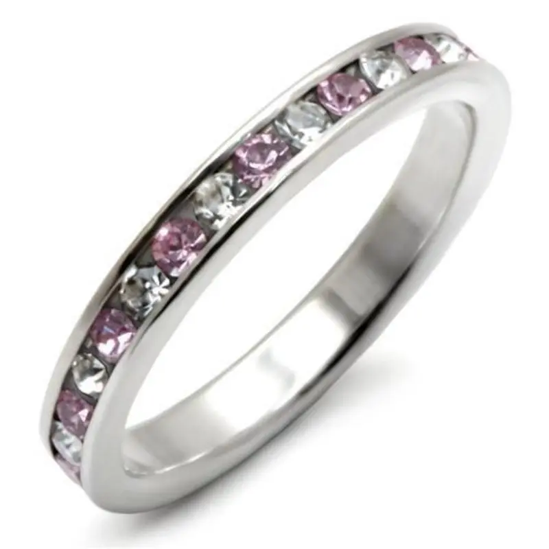 High-Polished 925 Sterling Silver Ring With Top Grade Crystal In Light Amethyst 1