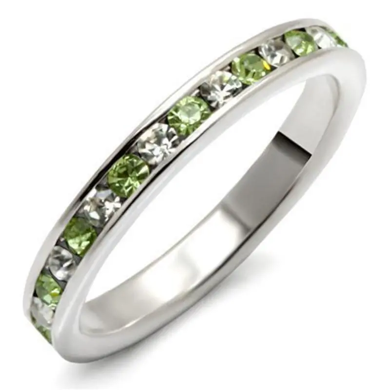 High-Polished 925 Sterling Silver Ring With Top Grade Crystal In Peridot 1