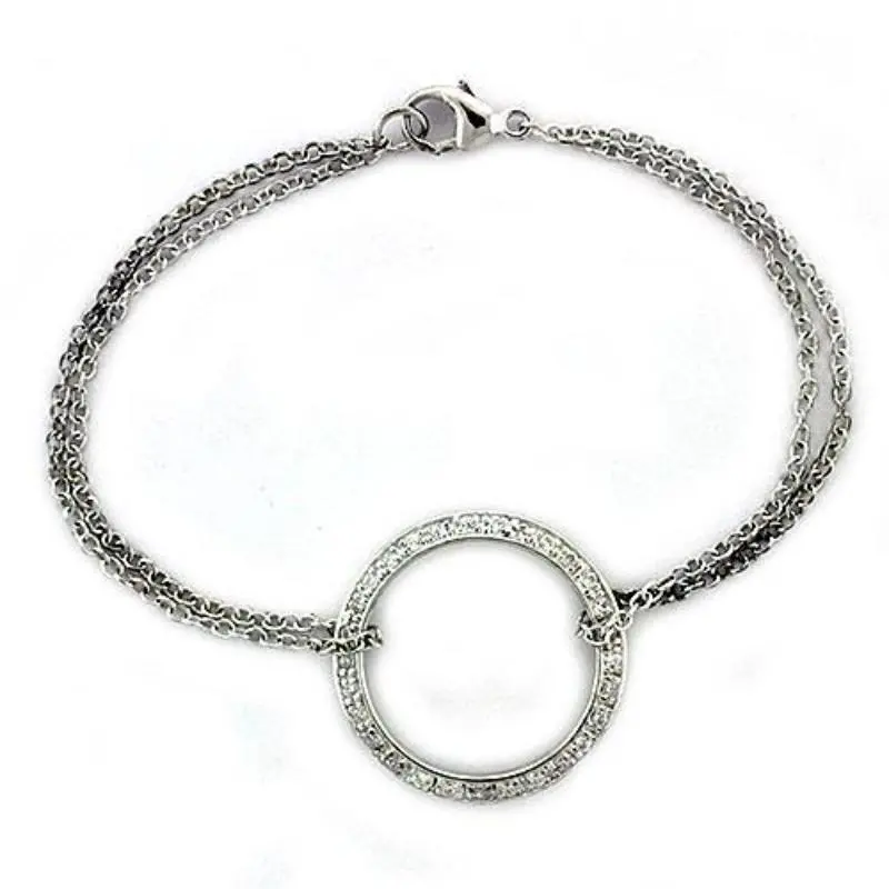High Polished (No Plating) 925 Sterling Silver Bracelet With Aaa Grade Cz In Clear 1