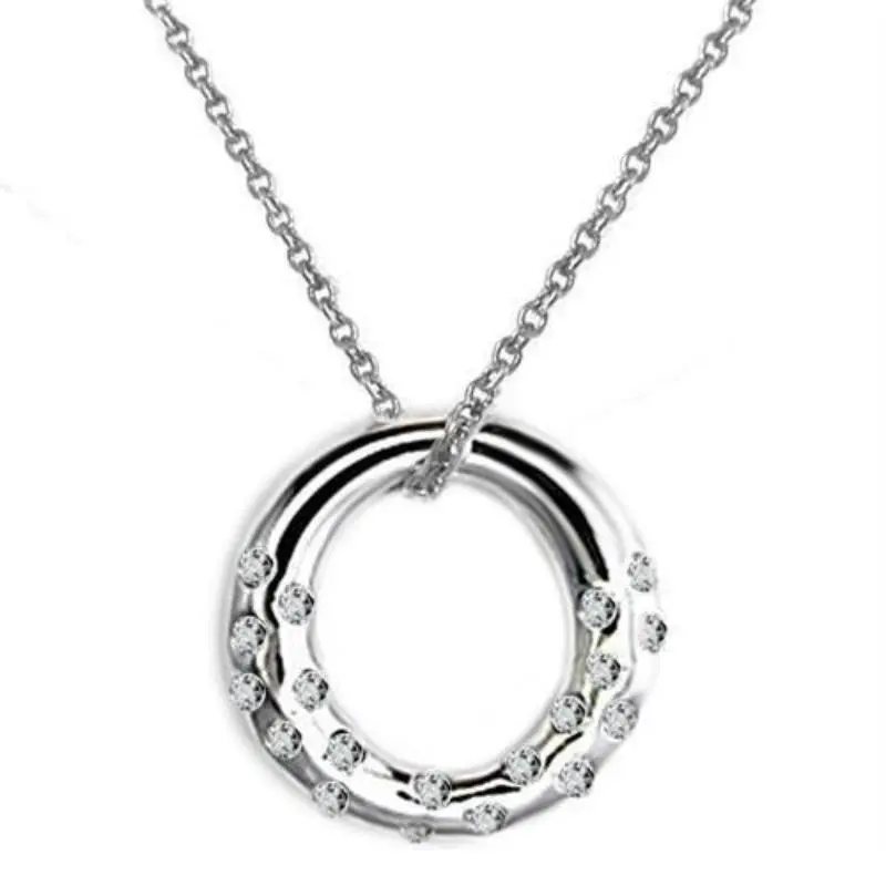High Polished (No Plating) 925 Sterling Silver Chain Pendant With Aaa Grade Cz In Clear 1