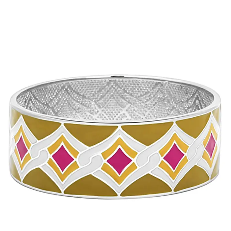 High Polished (No Plating) Stainless Steel Bangle With Epoxy In Multi Color 1