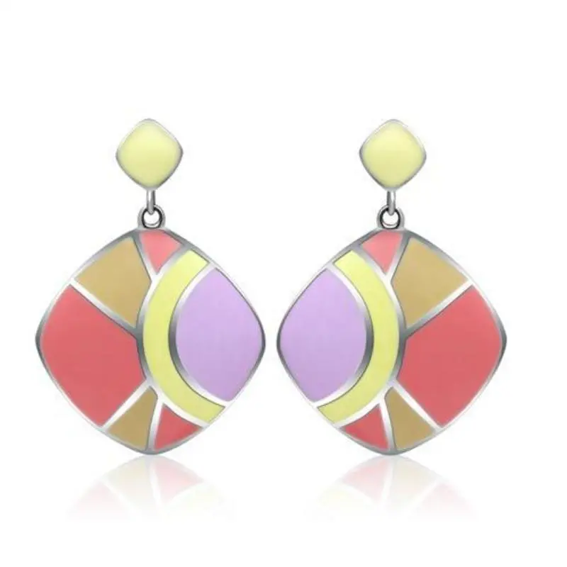 High Polished (No Plating) Stainless Steel Earrings With Epoxy In No Stone 1