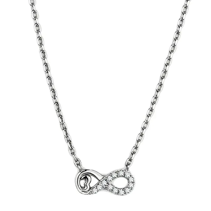 High Polished (No Plating) Stainless Steel Necklace With Aaa Grade Cz In Clear 1