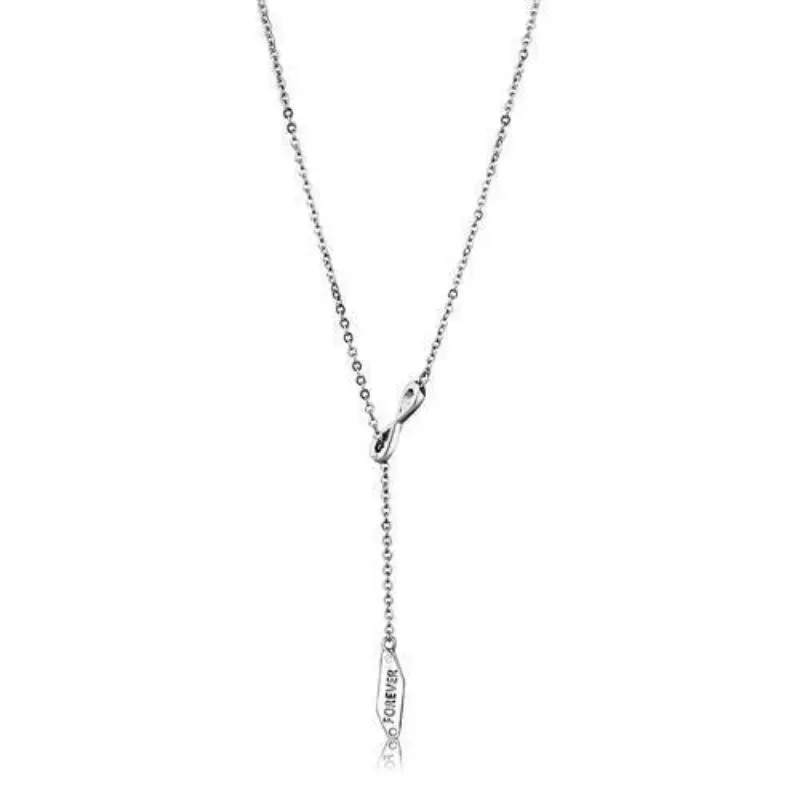High Polished (No Plating) Stainless Steel Necklace With Top Grade Crystal In Clear 1