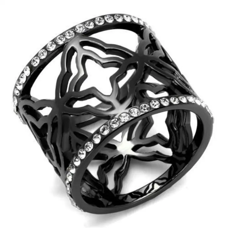 High Polished (No Plating) Stainless Steel Ring With Aaa Grade Cz In Clear 1