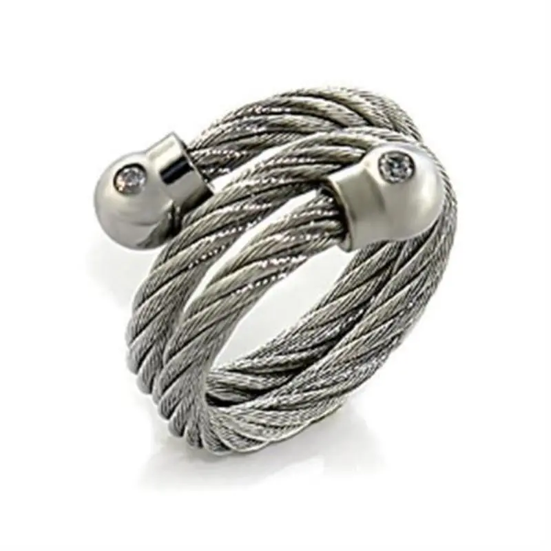 High Polished (No Plating) Stainless Steel Ring With Aaa Grade Cz In Clear 1