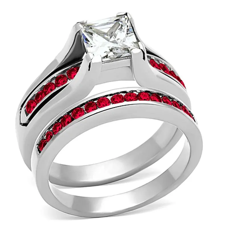 High Polished (No Plating) Stainless Steel Ring With Aaa Grade Cz In Multi Color 1