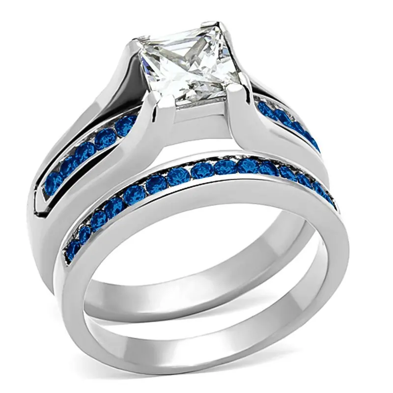 High Polished (No Plating) Stainless Steel Ring With Aaa Grade Cz In Multi Color 1