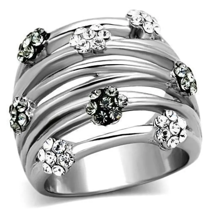 High Polished (No Plating) Stainless Steel Ring With Epoxy In Jet 1