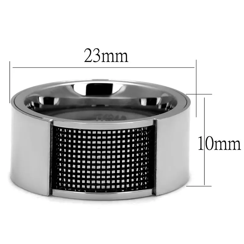 High Polished (No Plating) Stainless Steel Ring With Epoxy In Jet 1