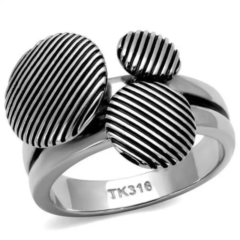 High Polished (No Plating) Stainless Steel Ring With Epoxy In Jet 1