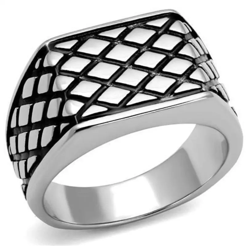 High Polished (No Plating) Stainless Steel Ring With Epoxy In Jet 1