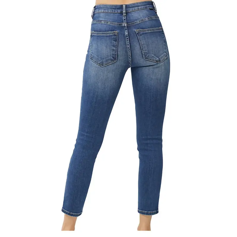 High Rise Basic Ankle Skinny Jeans In Dark Wash 2