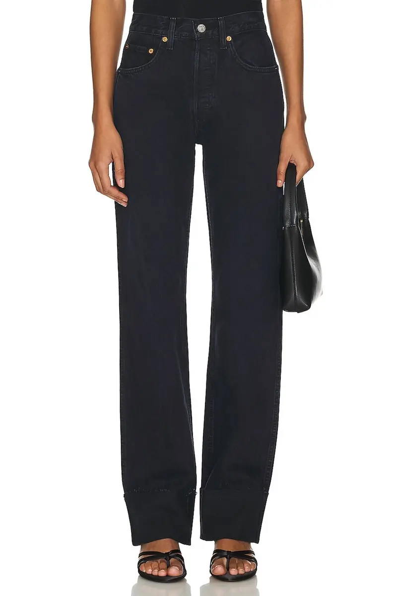 High Rise Loose Long Jeans In Blacken Blue 1