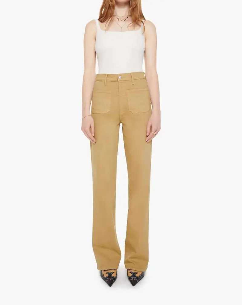 High Waisted Patch Pocket Bookie Sneak Jeans In Latte 1