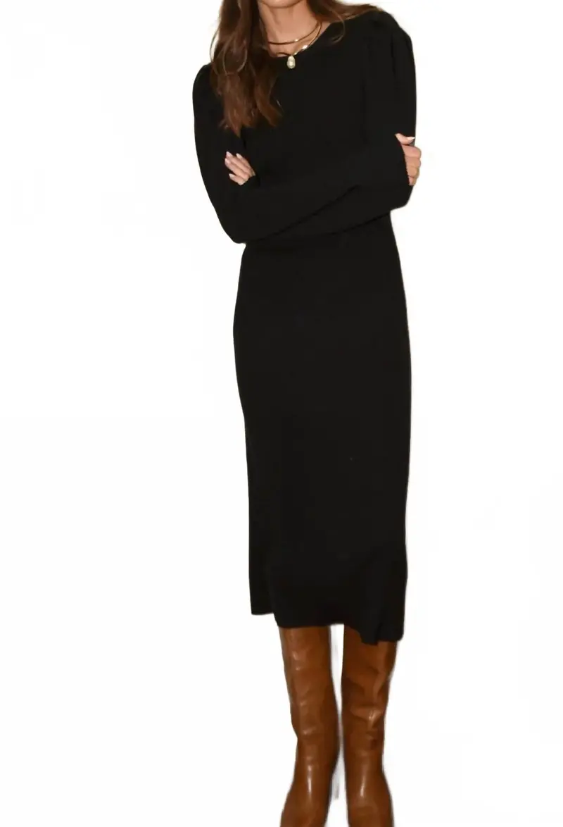 Honor Sweater Kinit Midi Dress In Black 1