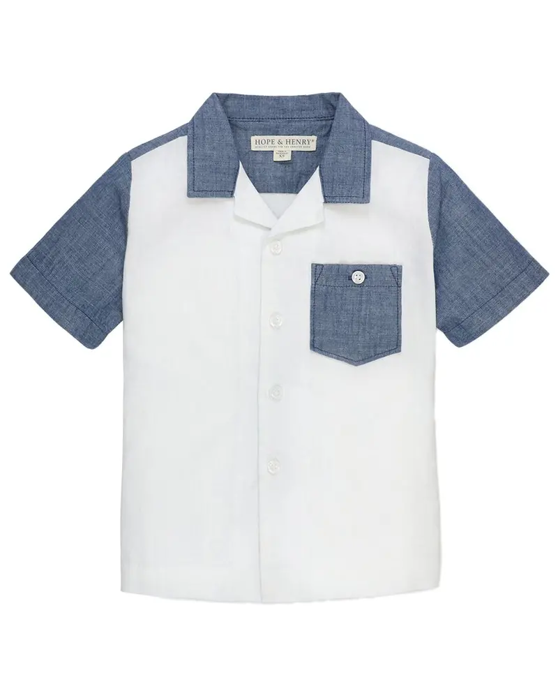 Hope & Henry Pieced Short Sleeve Camp Shirt 1