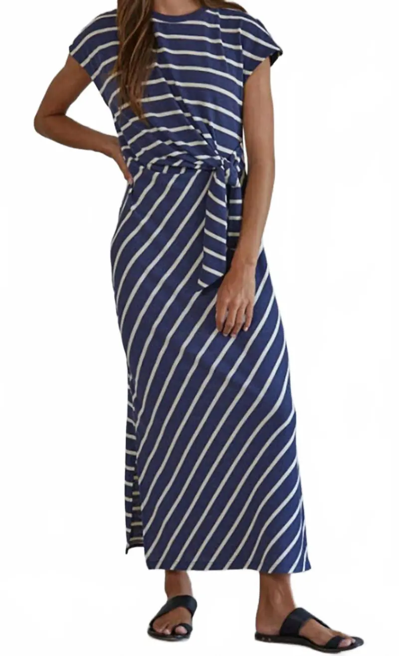 Hudson Striped Maxi Dress In Navy/White 1