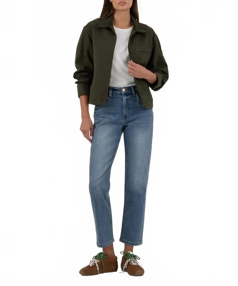 Hudson Zip Front Jacket In Dark Olive 1