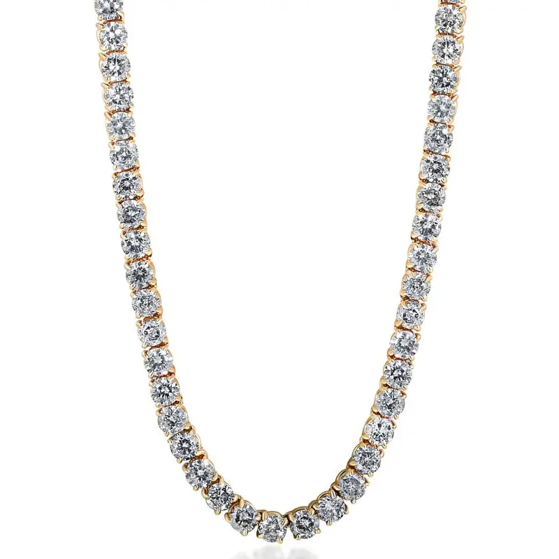 Huge 23 Ct Diamond Tennis Necklace 14K Yellow Gold 18" 1