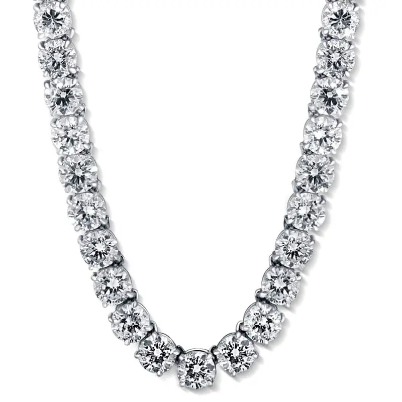 Huge 69 Ct Diamond Tennis Necklace 14K White Gold 18" Lab Grown 1