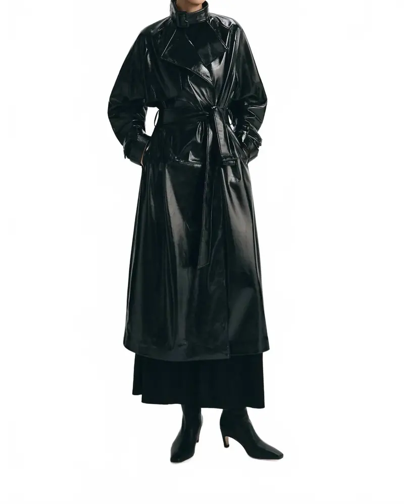 Hyde Shiny Trench Coat In Black 1