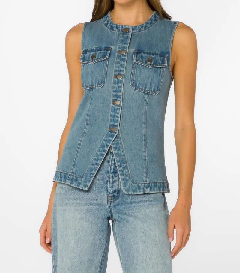 Idel Denim Vest In Blue 1