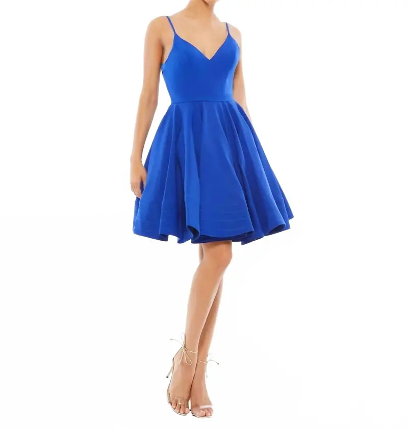 Ieena Backless A-Line Flare Mini Dress In Royal 1