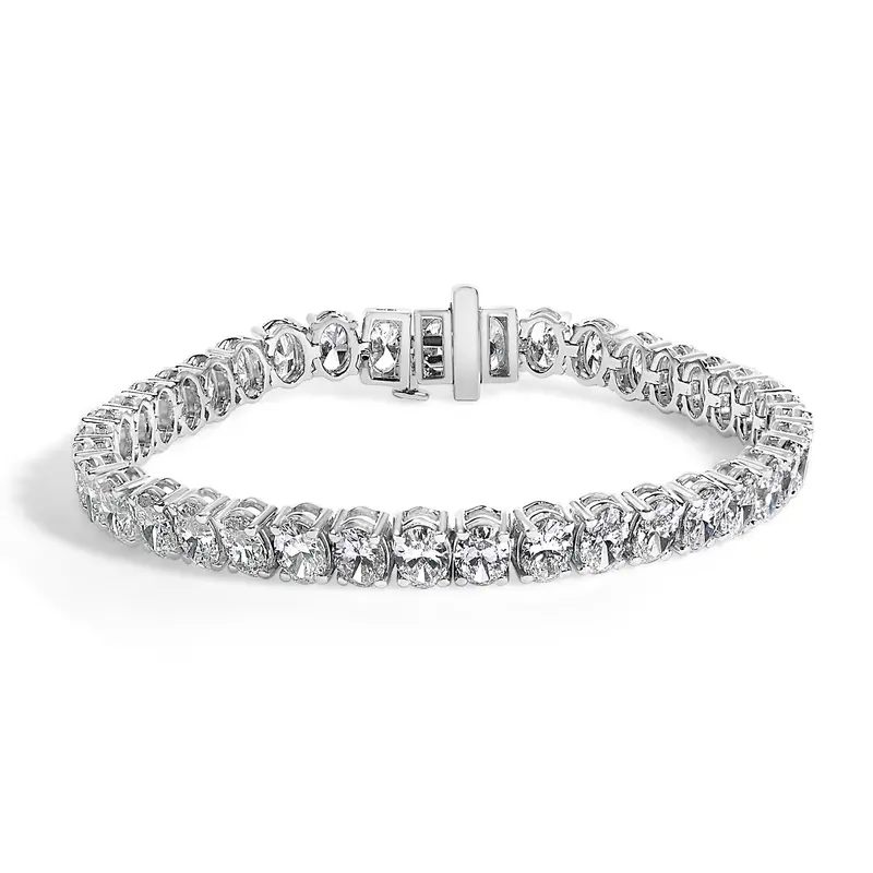 Igi Certified 14K White Gold 15.0 Cttw Oval Cut Lab Grown Diamond Tennis Bracelet 1