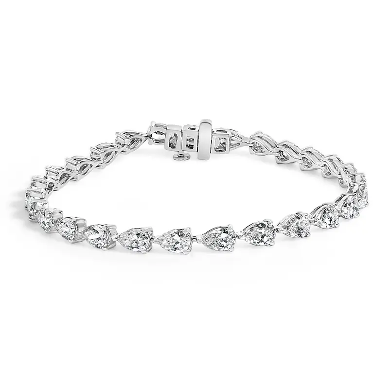 Igi Certified 14K White Gold 8.0 Cttw Pear Cut Lab Grown Diamond Tennis Bracelet 1