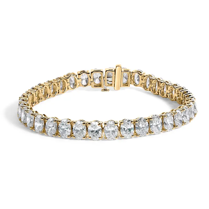 Igi Certified 14K Yellow Gold 18 1/2 Cttw Oval Cut Lab Grown Diamond Tennis Bracelet 1