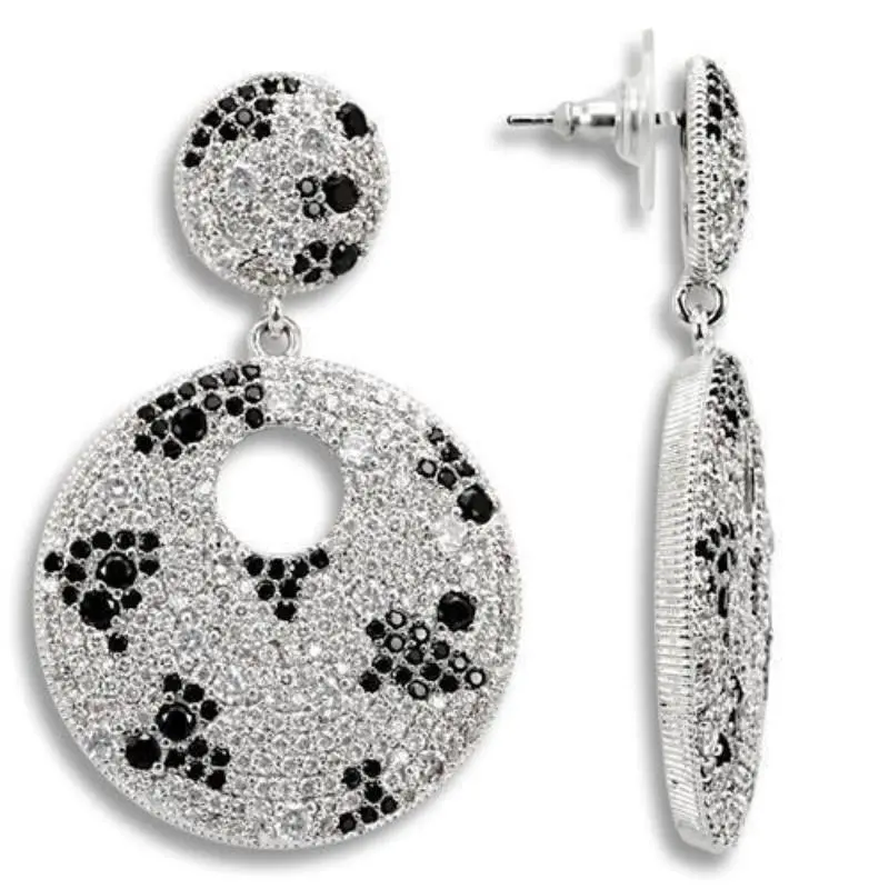 Imitation Rhodium Brass Earrings With Aaa Grade Cz In Black Diamond 1