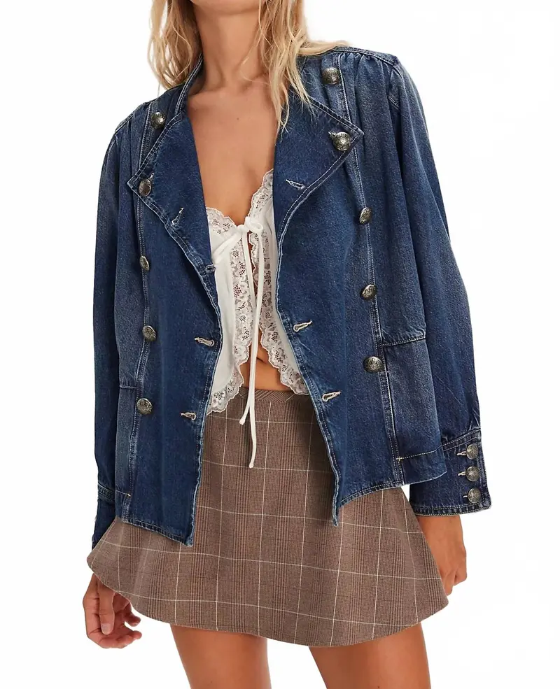 Imogene Denim Officer Jacket In Ensign Wash 1