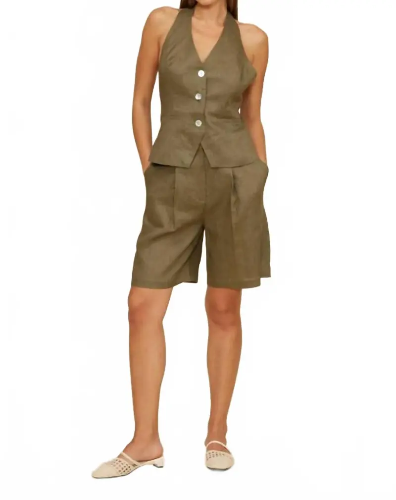 Inaya Halter Vest In Olive 1