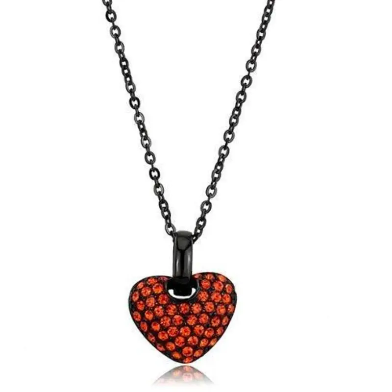 Ip Black(Ion Plating) Stainless Steel Chain Pendant With Top Grade Crystal In Orange 1
